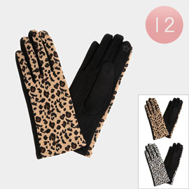 12Pairs - Leopard Patterned Smart Gloves