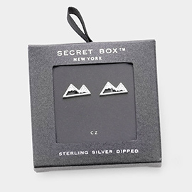 Secret Box _ Sterling Silver Dipped CZ Enamel Mountain Stud Earrings