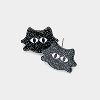 Resin Halloween Cat Stud Earrings