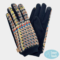 Houndstooth Patterned Smart Gloves