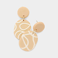 Patterned Oval Polymer Clay Dangle Earrings