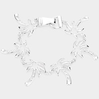 Cut Out Metal Palm Tree Link Magnetic Bracelet