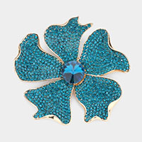 Rhinestone Embellished Flower Brooch