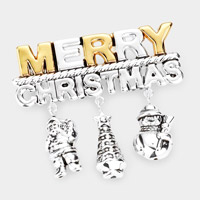 Metal Merry Christmas Santa Claus Tree Snowman Pin Brooch / Pendant