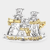 Triple Metal Snowman Pin Brooch / Pendant