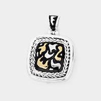 Patterned Metal Square Pendant