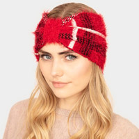 Plaid Check Patterned Earmuff Headband