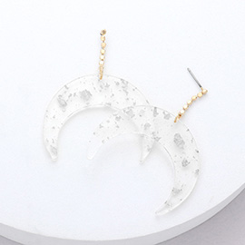 Dropped Lucite Double Horn Dangle Earrings