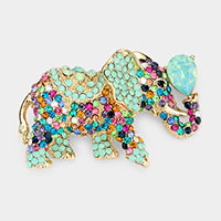 Stone Embellished Elephant Pin Brooch