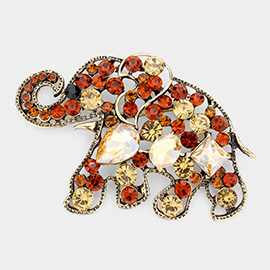 Stone Embellished Elephant Pin Brooch