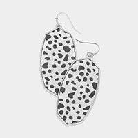 Cheetah Patterned Glittered Hexagon Dangle Earrings