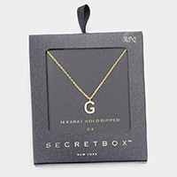 -G- Secret Box _ 14K Gold Dipped CZ Monogram Pendant Necklace
