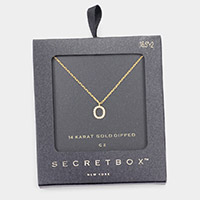 -O- Secret Box _ 14K Gold Dipped CZ Monogram Pendant Necklace