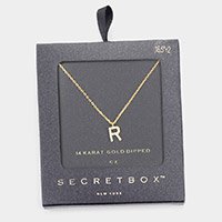 -R- Secret Box _ 14K Gold Dipped CZ Monogram Pendant Necklace