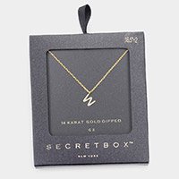 -W- Secret Box _ 14K Gold Dipped CZ Monogram Pendant Necklace