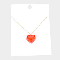 Brass Metal Lucite Heart Pendant Necklace
