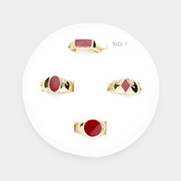 4PCS - Geometric Enamel Mixed Rings