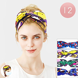 12PCS - Face Mask Holder Pearl Abstract Pattern Printed Headbands