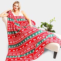 Reversible Christmas Patterned Throw Blanket