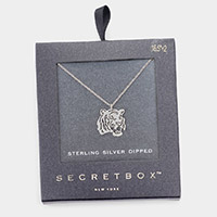 Secret Box _ Sterling Silver Dipped Metal Tiger Pendant Necklace