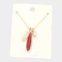 Semi Precious Teardrop Pendant Necklace