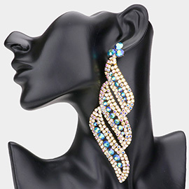 Oversized Pave Crystal Rhinestone Evening Earrings
