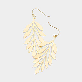 Brass Metal Leaf Dangle Earrings