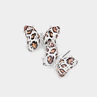 Leopard Patterned Butterfly Stud Earrings