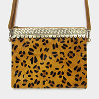 Leopard Patterned Genuine Leather Crossbody Bag