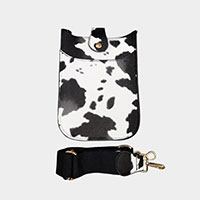 Cattle Patterned Faux Leather Crossbody Bag