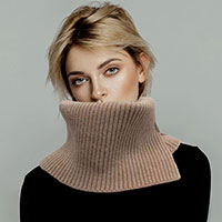 Solid Ribbed Knit Snood Scarf