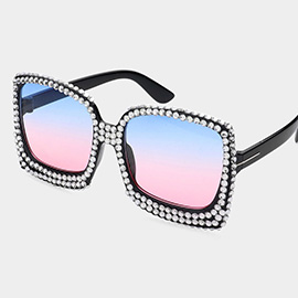 Studded Cat Eye Square Sunglasses