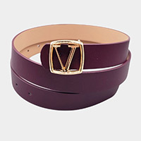 Buckle Accented Faux Leather Belt