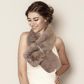 Faux Fur Bling Pull Through Scarf