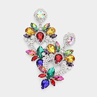 Multi Stone Statement Dangle Evening Earrings