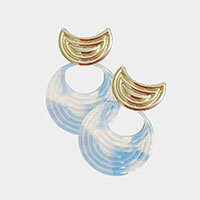 Cut Out Textured Celluloid Acetate Round Dangle Earrings