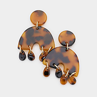 Abstract Celluloid Acetate Tortoise Resin Link Earrings