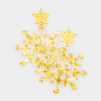 Glittered Star Resin Snowflake Dangle Earrings