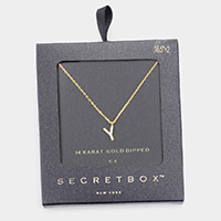 -Y- Secret Box _ 14K Gold Dipped CZ Monogram Pendant Necklace
