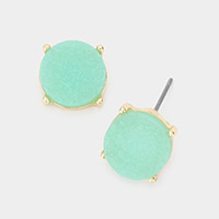 Round Druzy Stud Earrings
