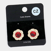 CZ Flower Stud Evening Earrings