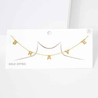 BRAVE Gold Dipped Metal Message Pendant Station Necklace