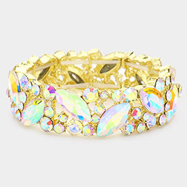 Crystal Glass Marquise Evening Stretch Bracelet