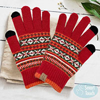Aztec Patterned Knit Smart Gloves