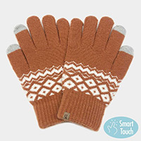 Geometric Patterned Knit Smart Gloves
