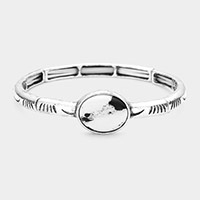 Oval Howlite Accented Metal Stretch Bracelet