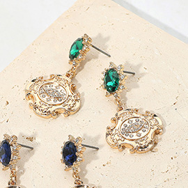 Stone Embellished Evil Eye Accented Dangle Earrings