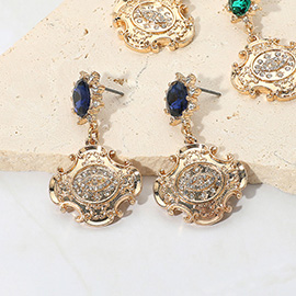 Stone Embellished Evil Eye Accented Dangle Earrings