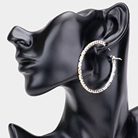 Rectangle Stone Cluster Hoop Earrings