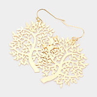 Brass Metal Tree of Life Dangle Earrings